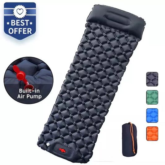 Inflatable Sleeping Pad with Built-In Pump